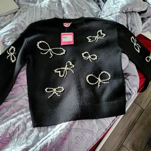 Black kate spade large sweater with diamond bows